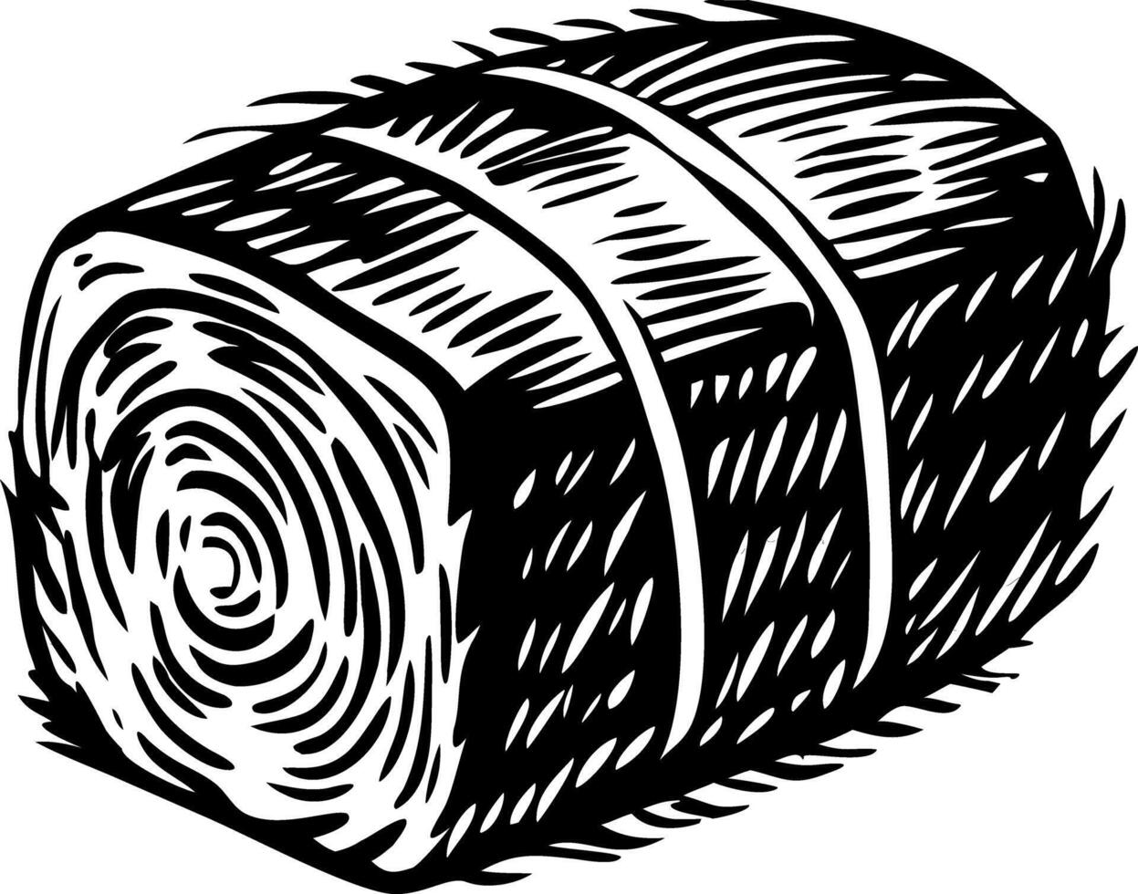 A vintage style illustration of hay bale vector