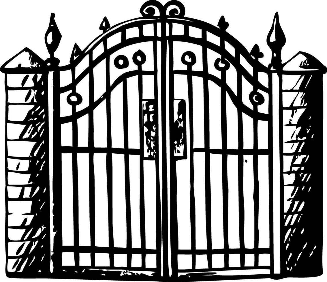 A vintage style icon of wrought iron gate vector