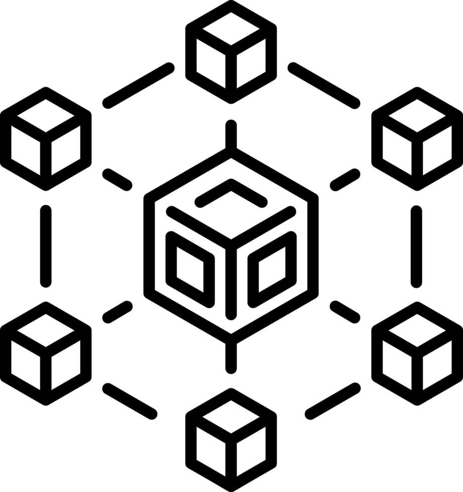 An icon of data cube in line style vector