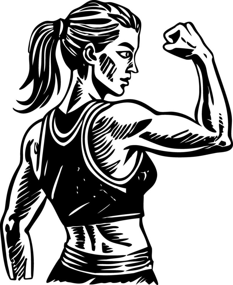 A sketchy style illustration of female athlete vector