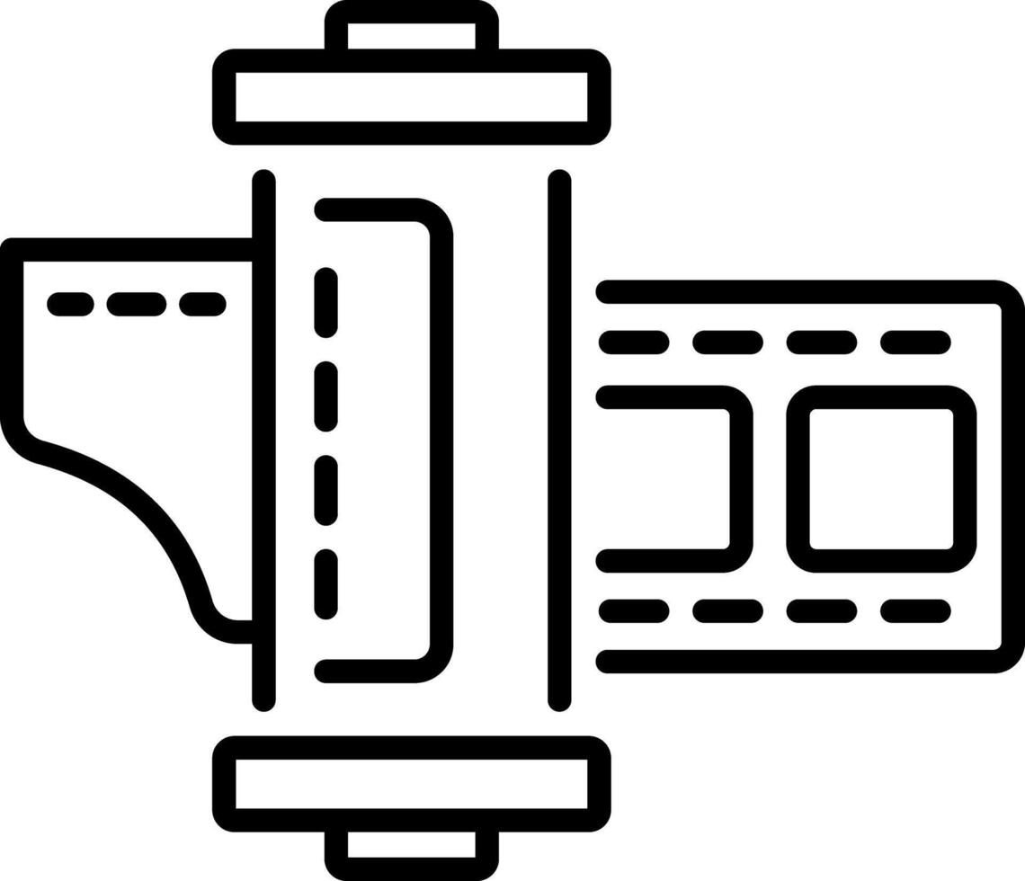 A linear style icon of film canister vector