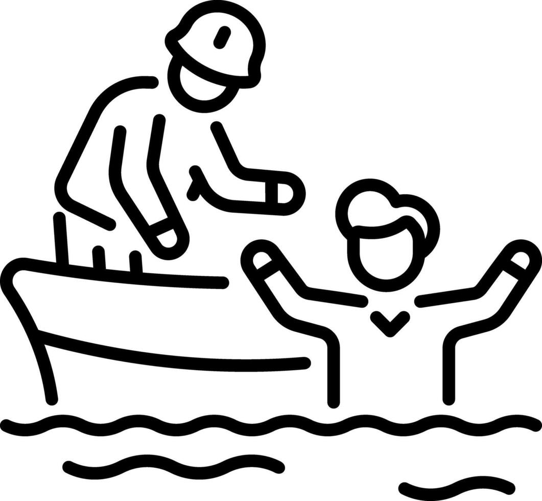 An outline style icon of boat rescue vector