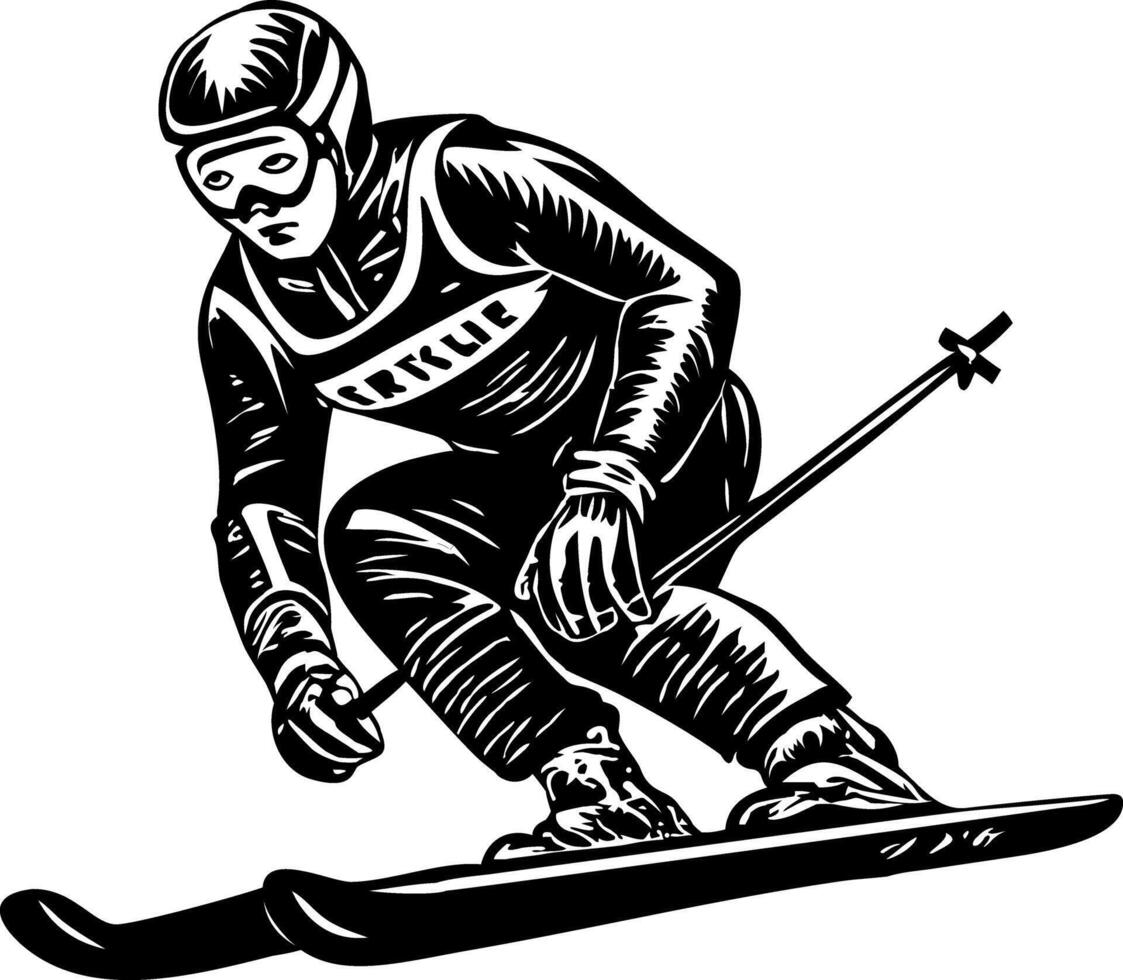 A sketchy style illustration of ski racer vector