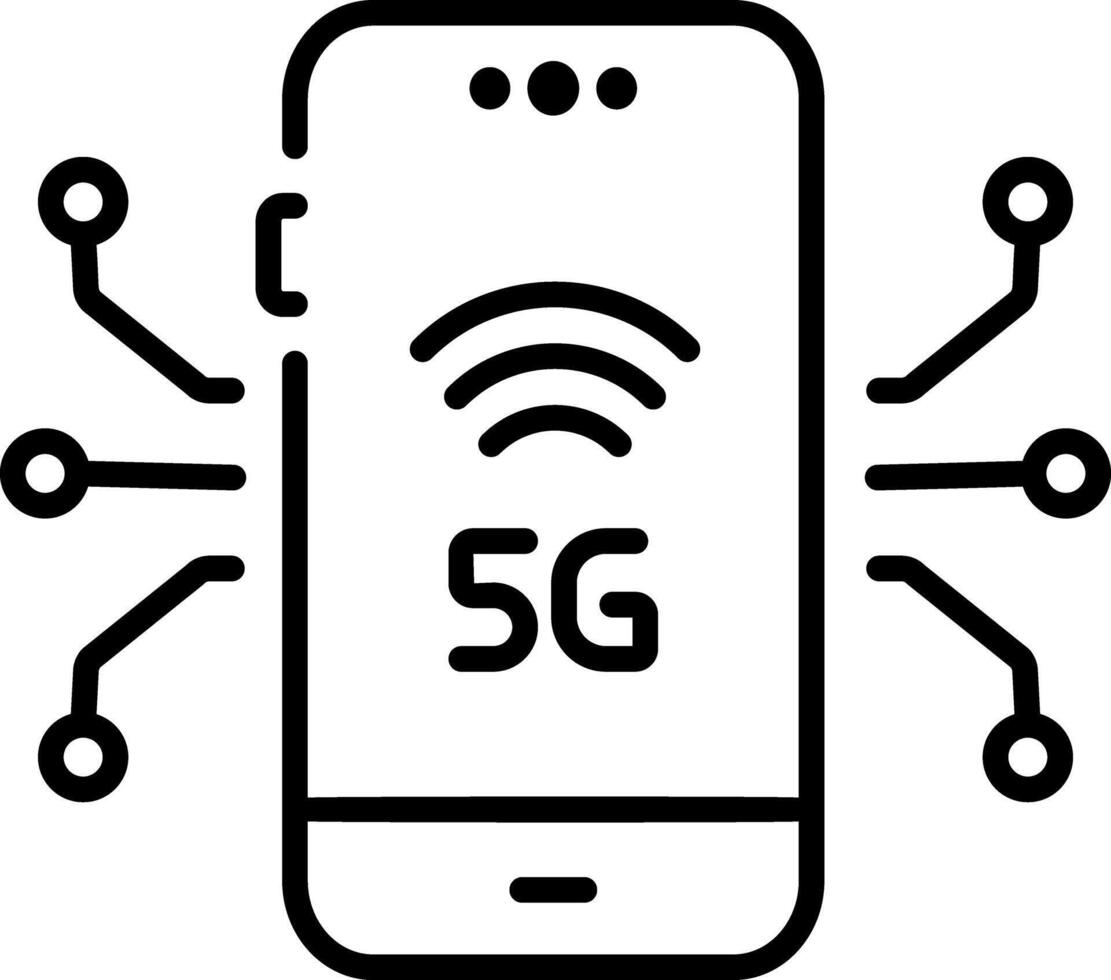 A line style icon showing 5g technology vector