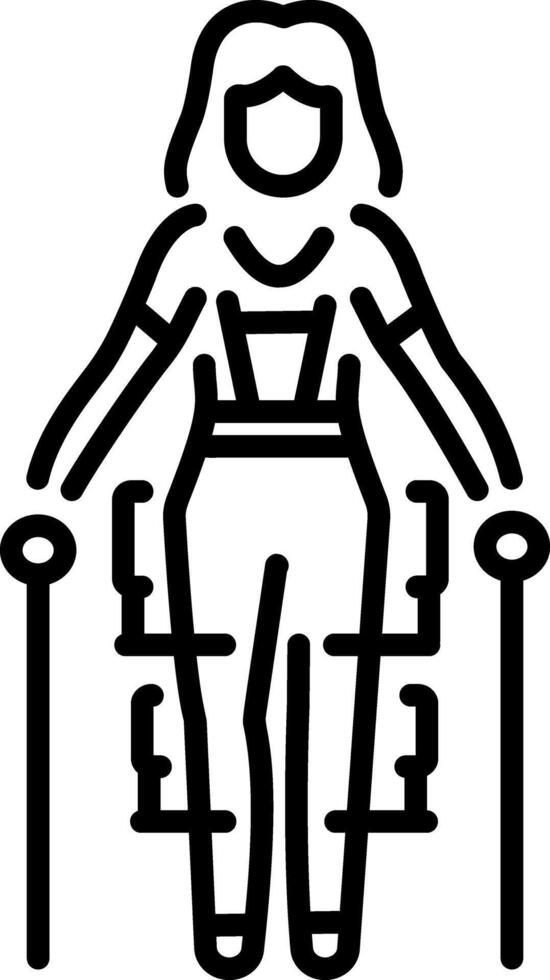 A linear icon depicting wearable robotic exoskeleton suit vector