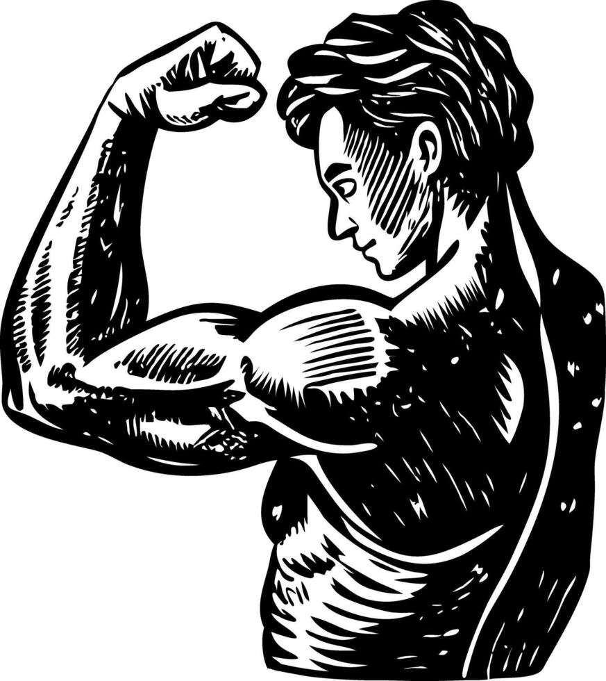 A sketchy style illustration of muscle flex vector
