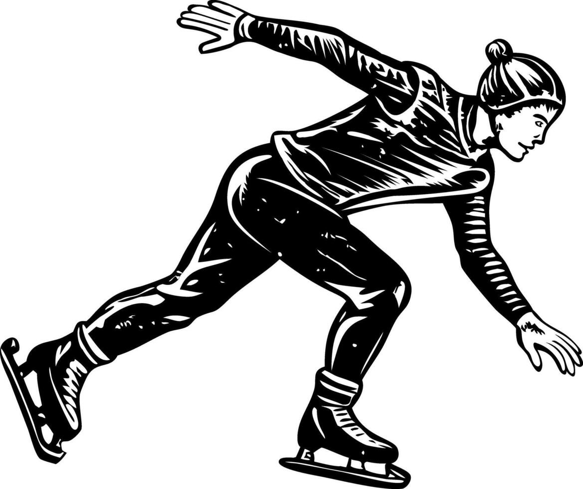 A sketchy style icon of ice skating character vector