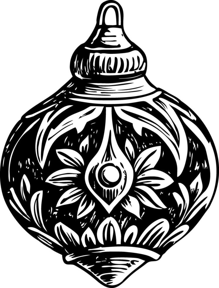A glyph style illustration showing vintage ornament vector