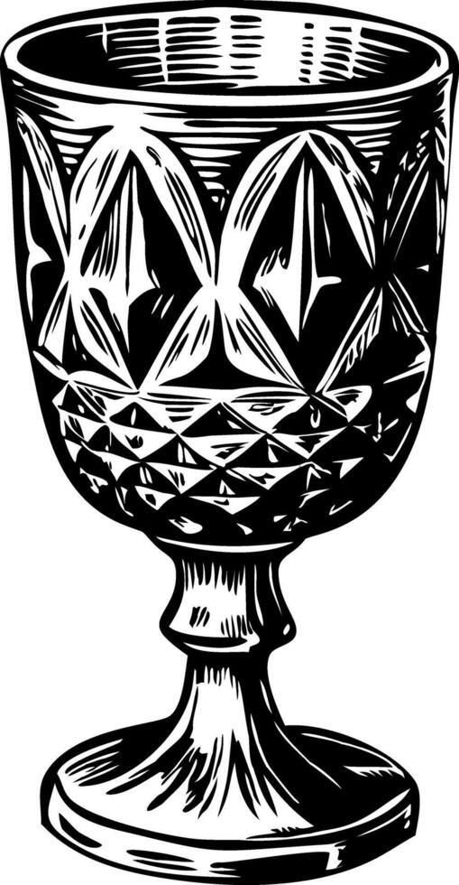 A vintage style illustration of crystal goblet vector
