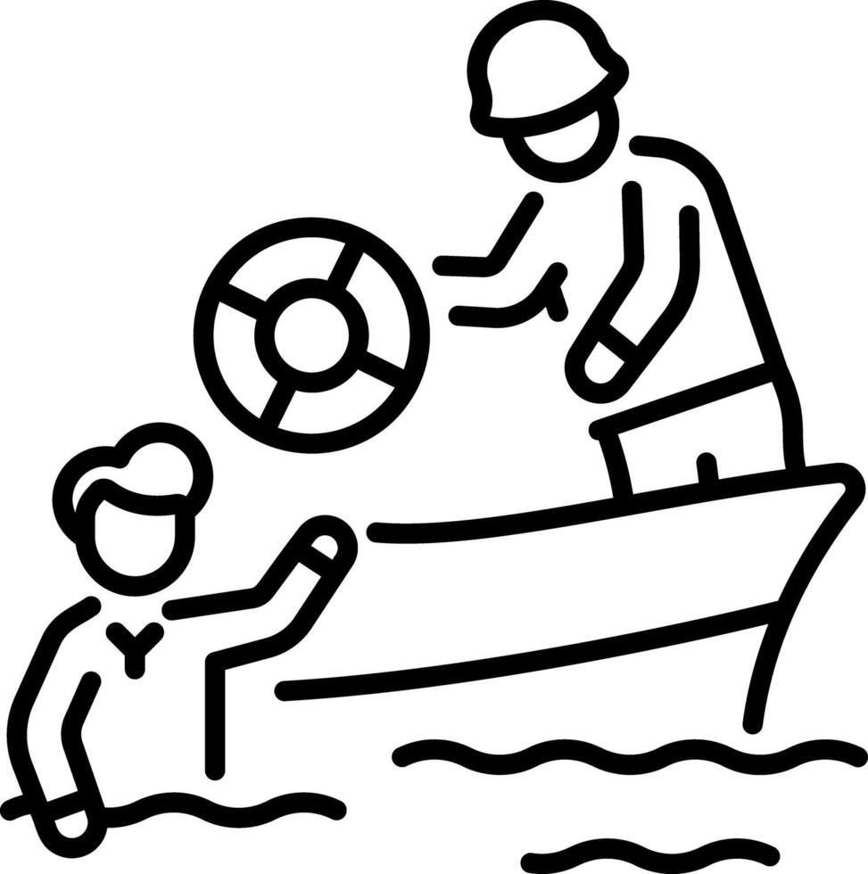 An outline style icon of sea rescue vector
