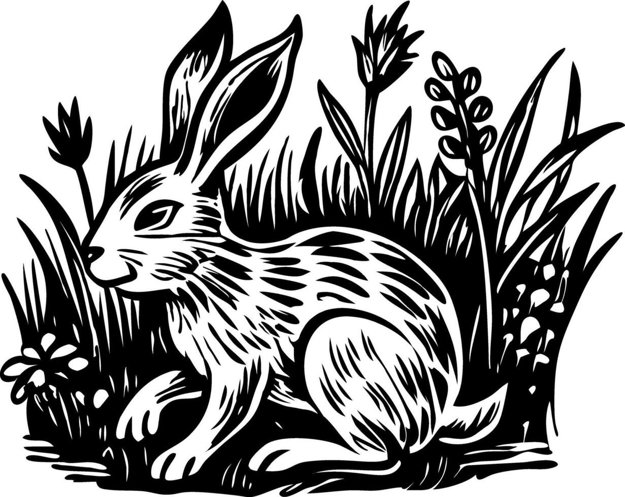 A vintage style icon of a wild rabbit vector