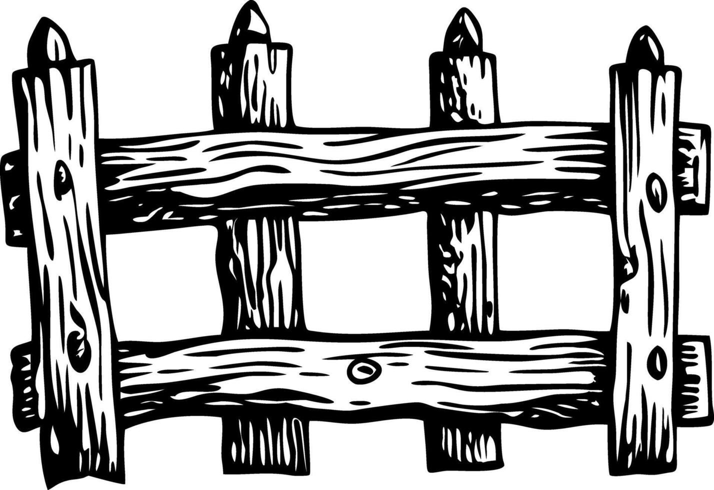 A sketchy style icon showing wooden garden fence vector