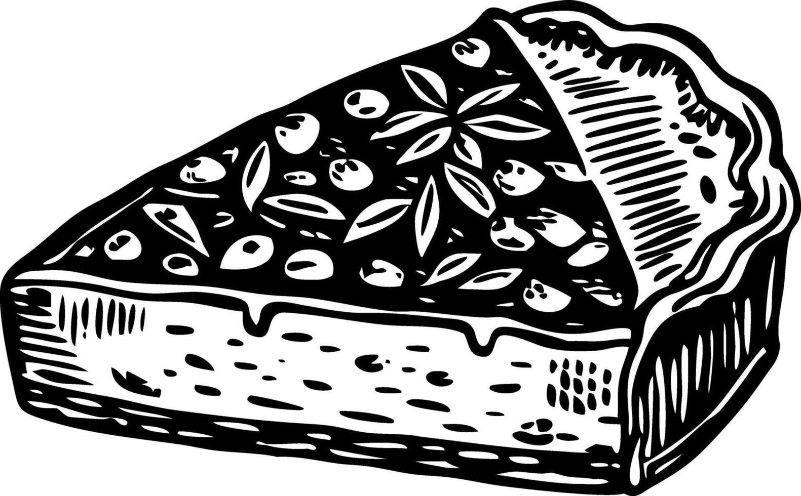 A vintage illustration showing pie slice dessert vector