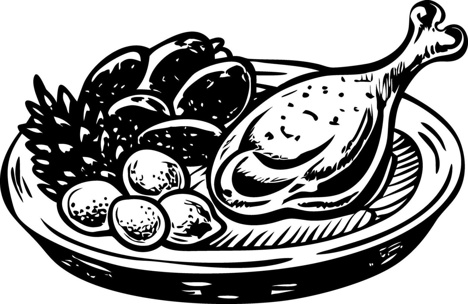 A vintage illustration showing turkey drumstick vector