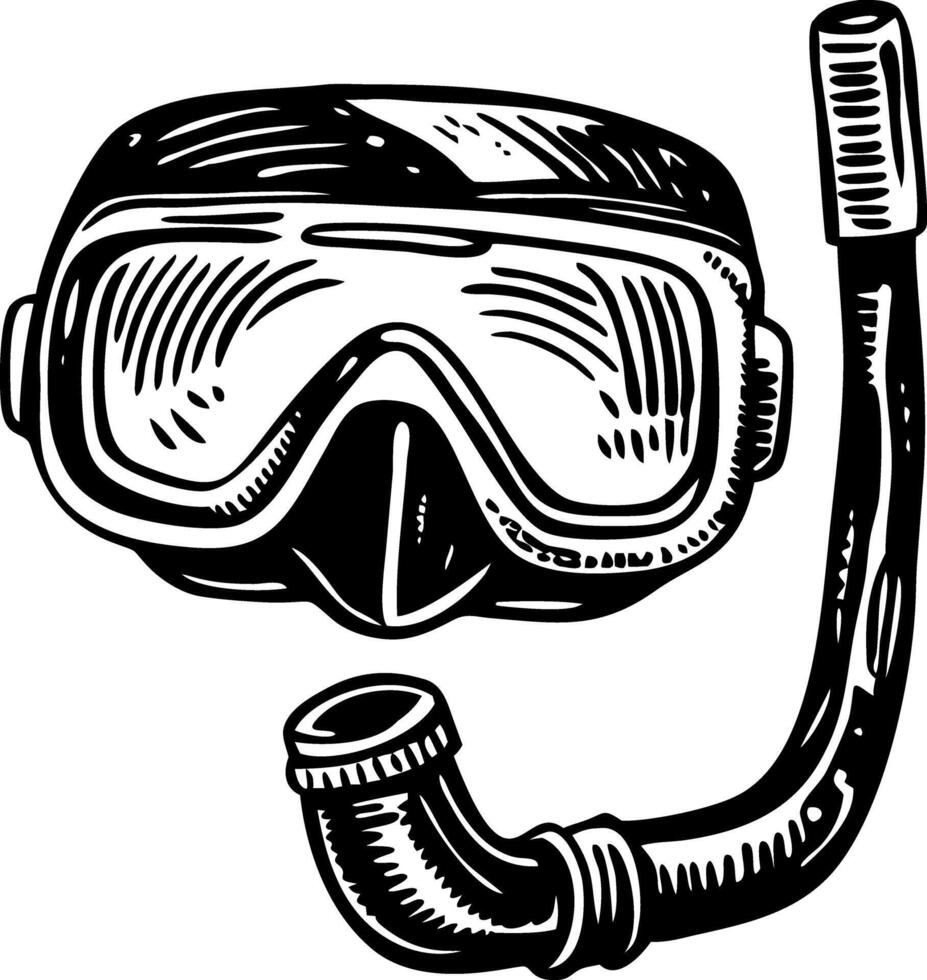 A vintage style illustration of snorkel vector