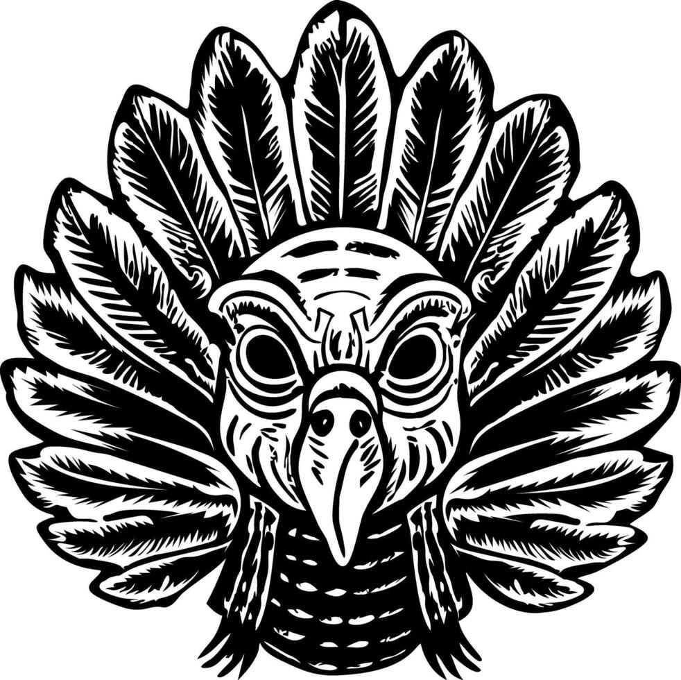 A vintage style illustration depicting turkey mask vector
