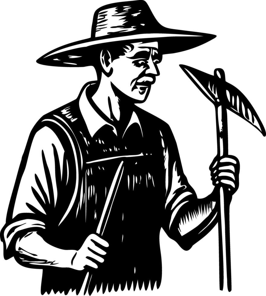 A vintage style illustration of friendly farmer vector