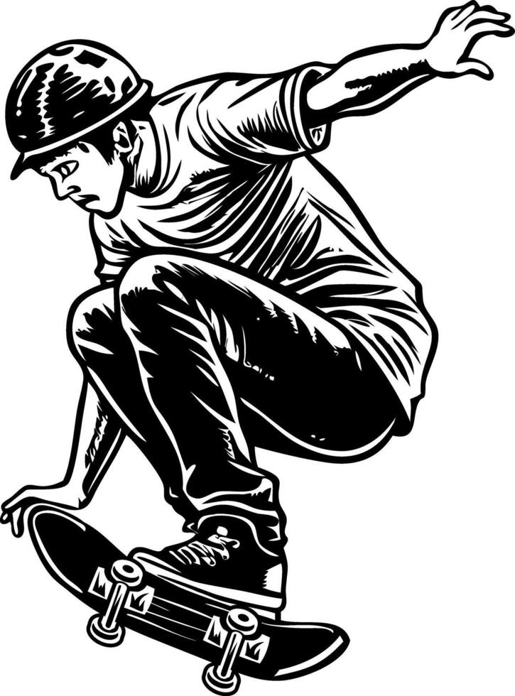 A glyph style icon showing teen skateboarding action vector
