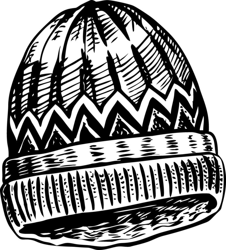 A vintage style illustration of knitted cap vector