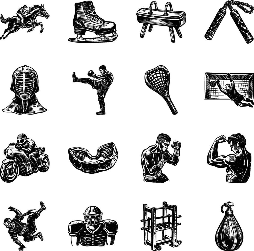 Set of Sports Vintage Style Illustrations vector