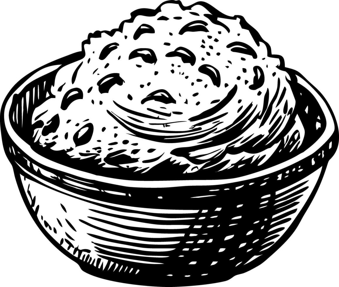 A vintage style illustration of mashed potatoes vector