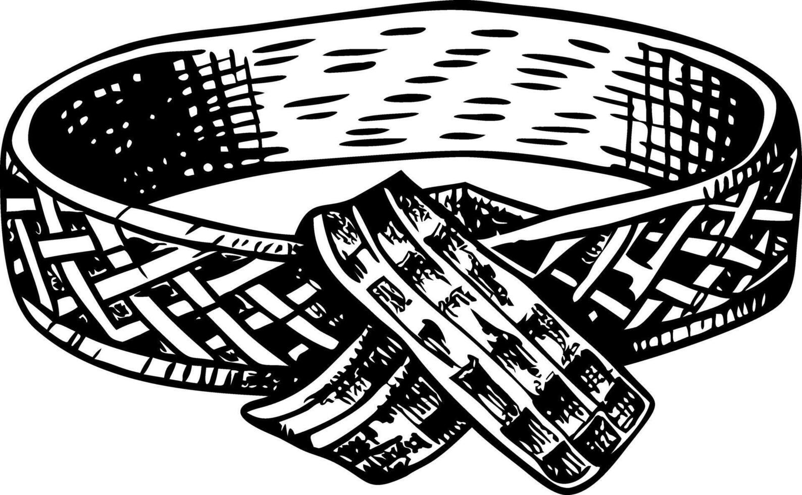 A vintage style illustration of woven sash vector