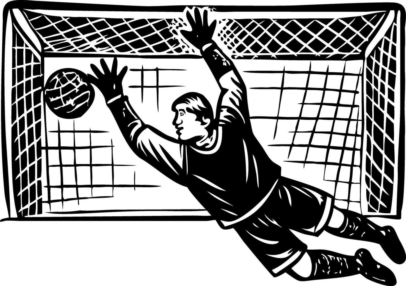 A sketchy style illustration of goalkeeper vector
