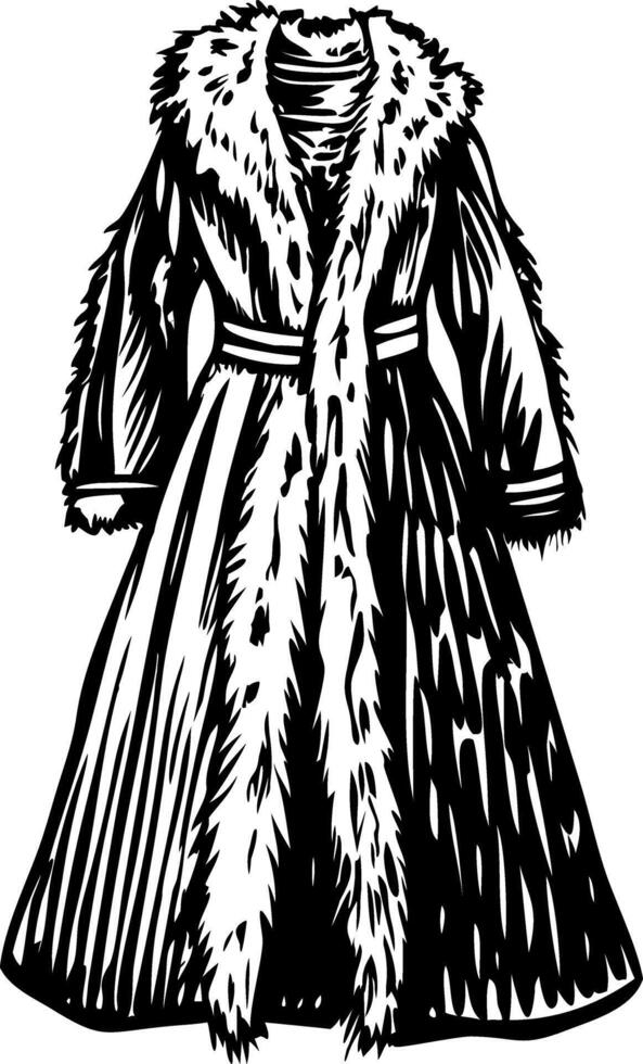 A vintage illustration showing elegant fur gown vector