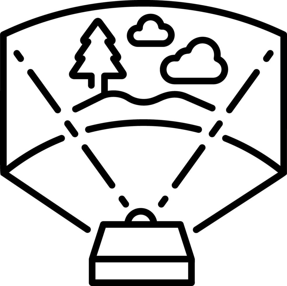 A line style icon showing a 3d projector vector