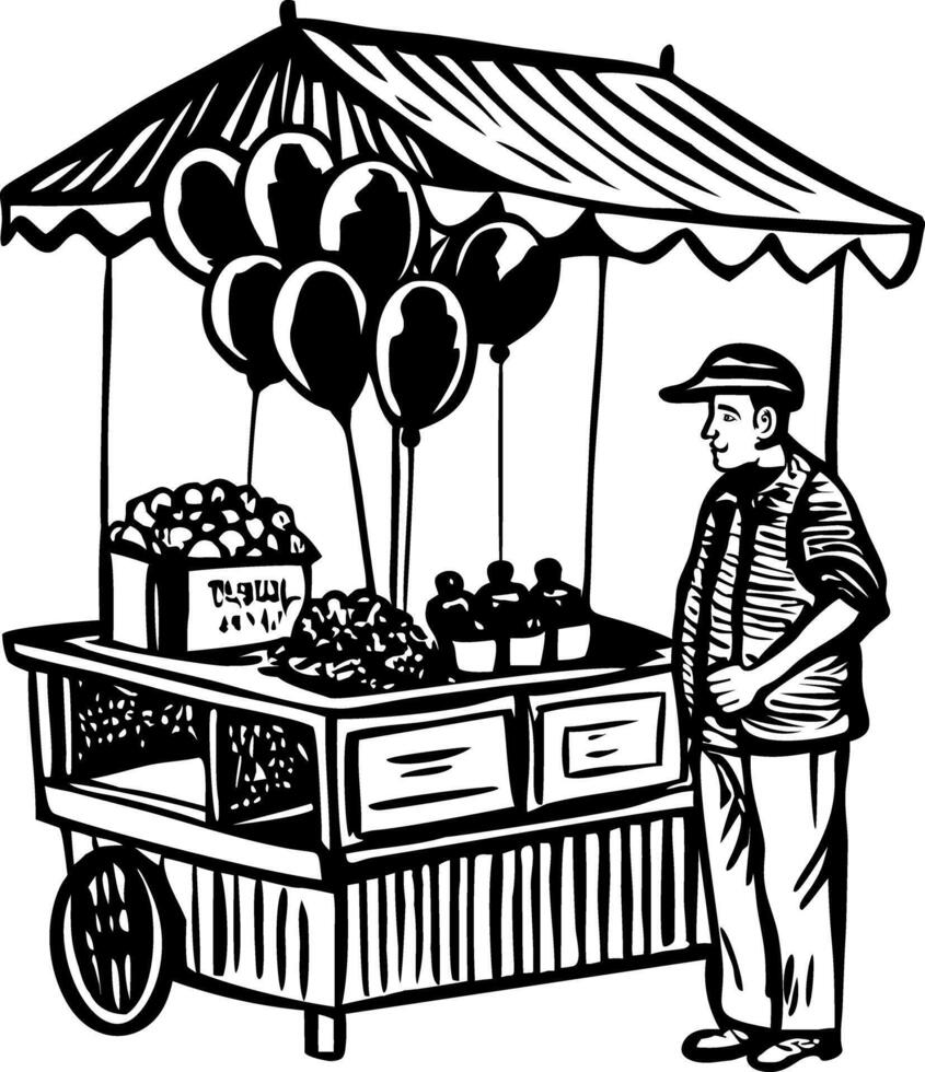 An icon of balloon seller designed in drawing style vector