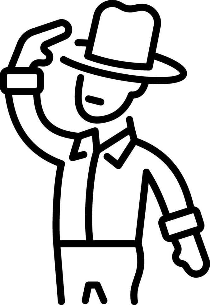 A linear style icon of cowboy vector