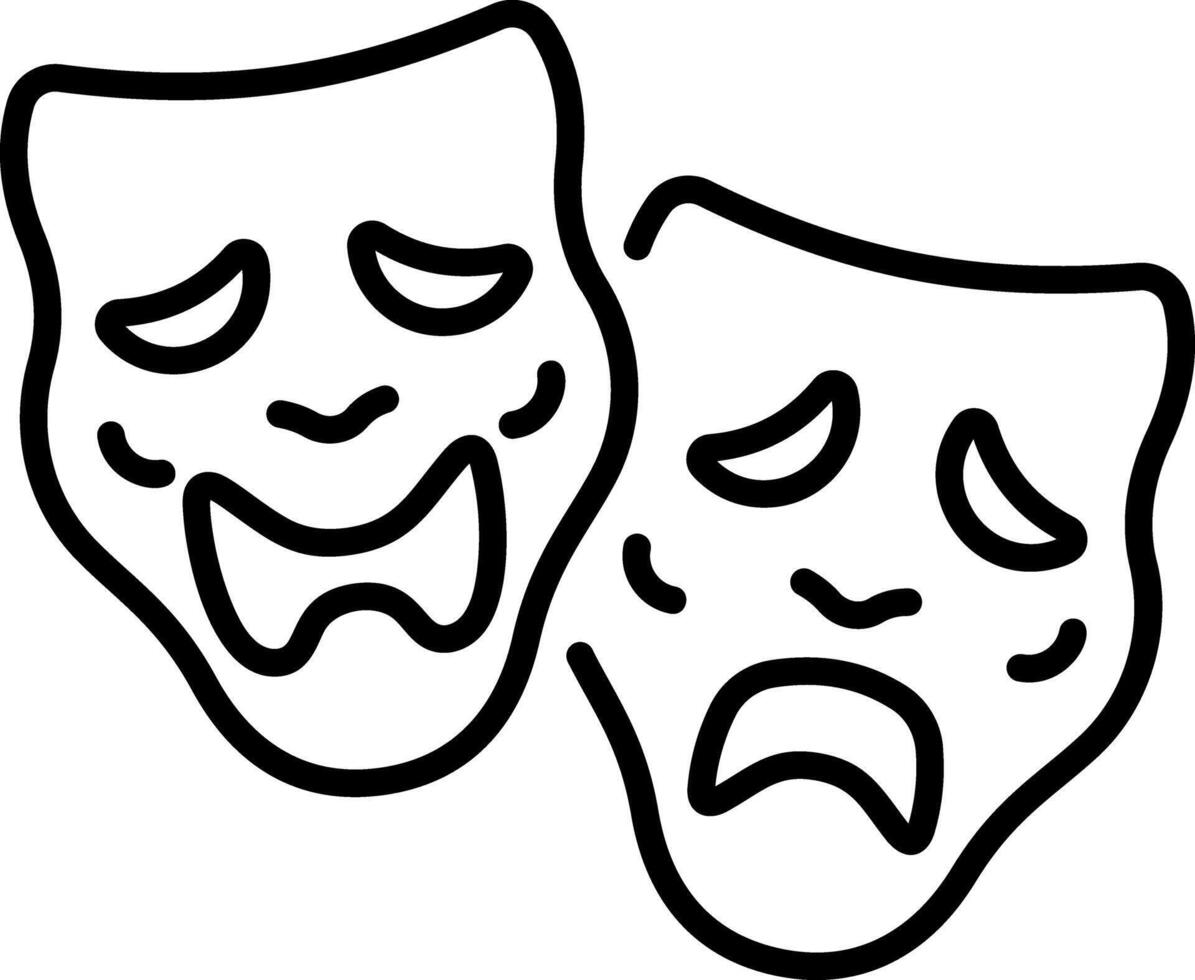 A linear style icon of theatre masks vector