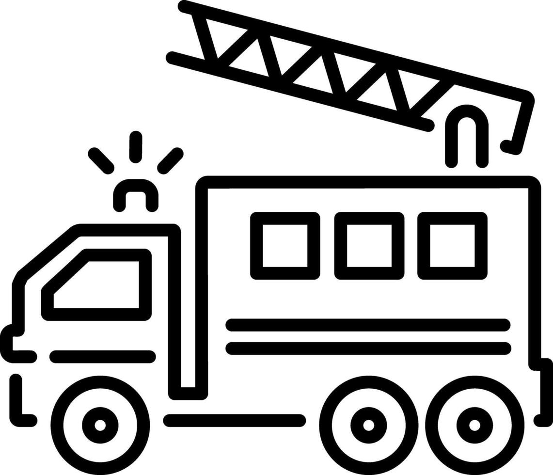A linear style icon of fire truck vector