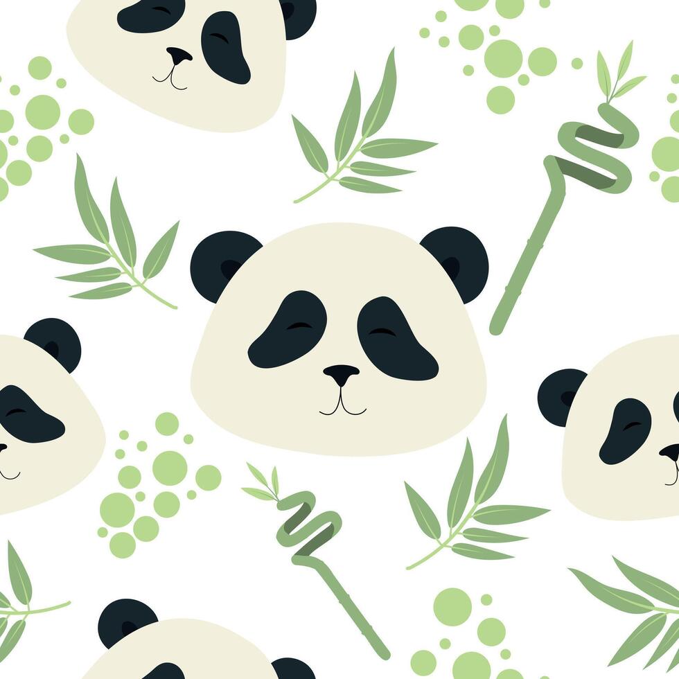 Childrens panda in flat style seamless pattern vector