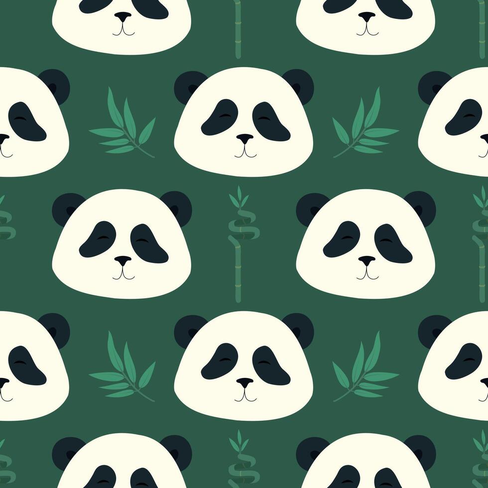 Panda cartoon seamless pattern. vector