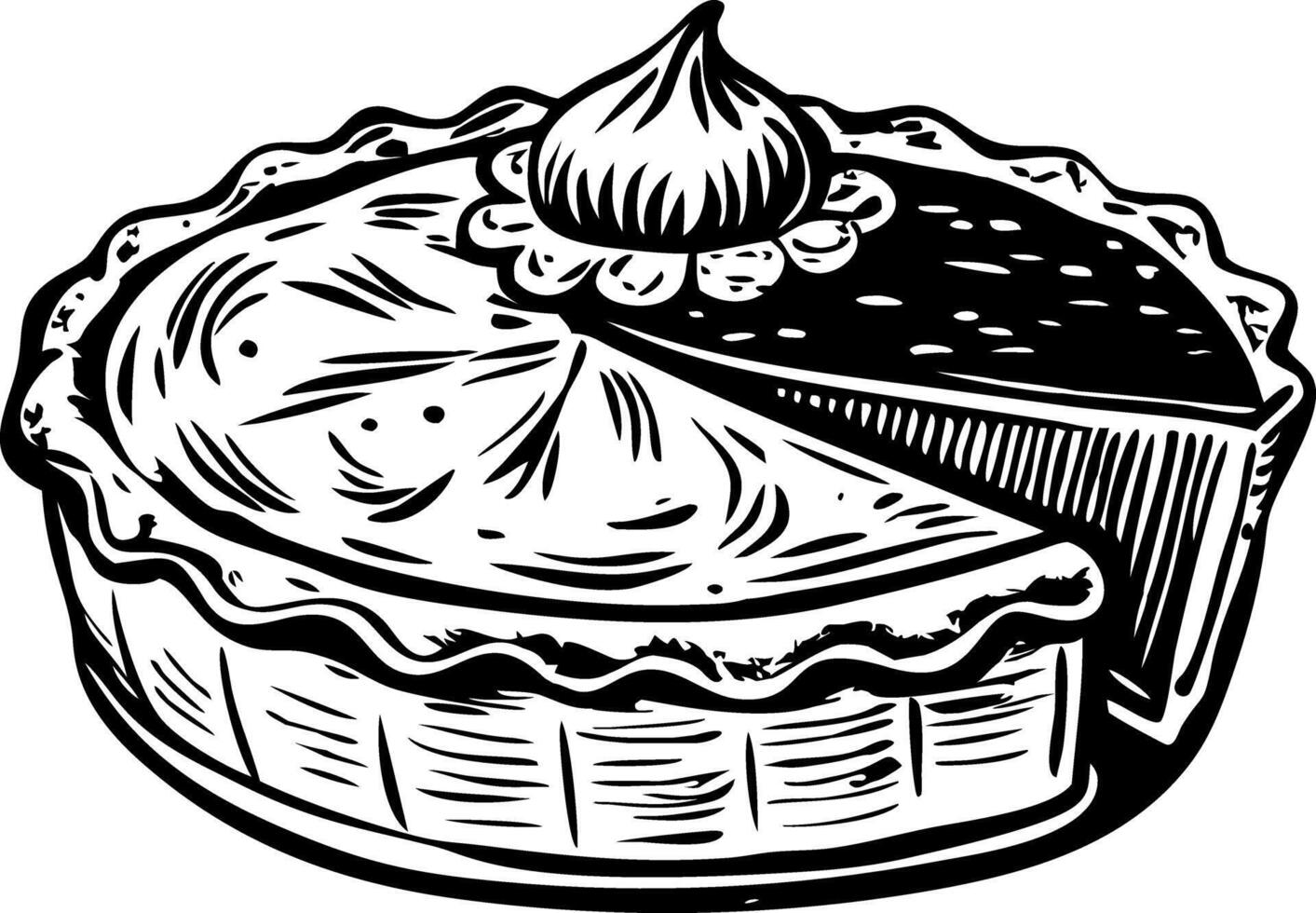 A vintage style illustration of pumpkin pie vector