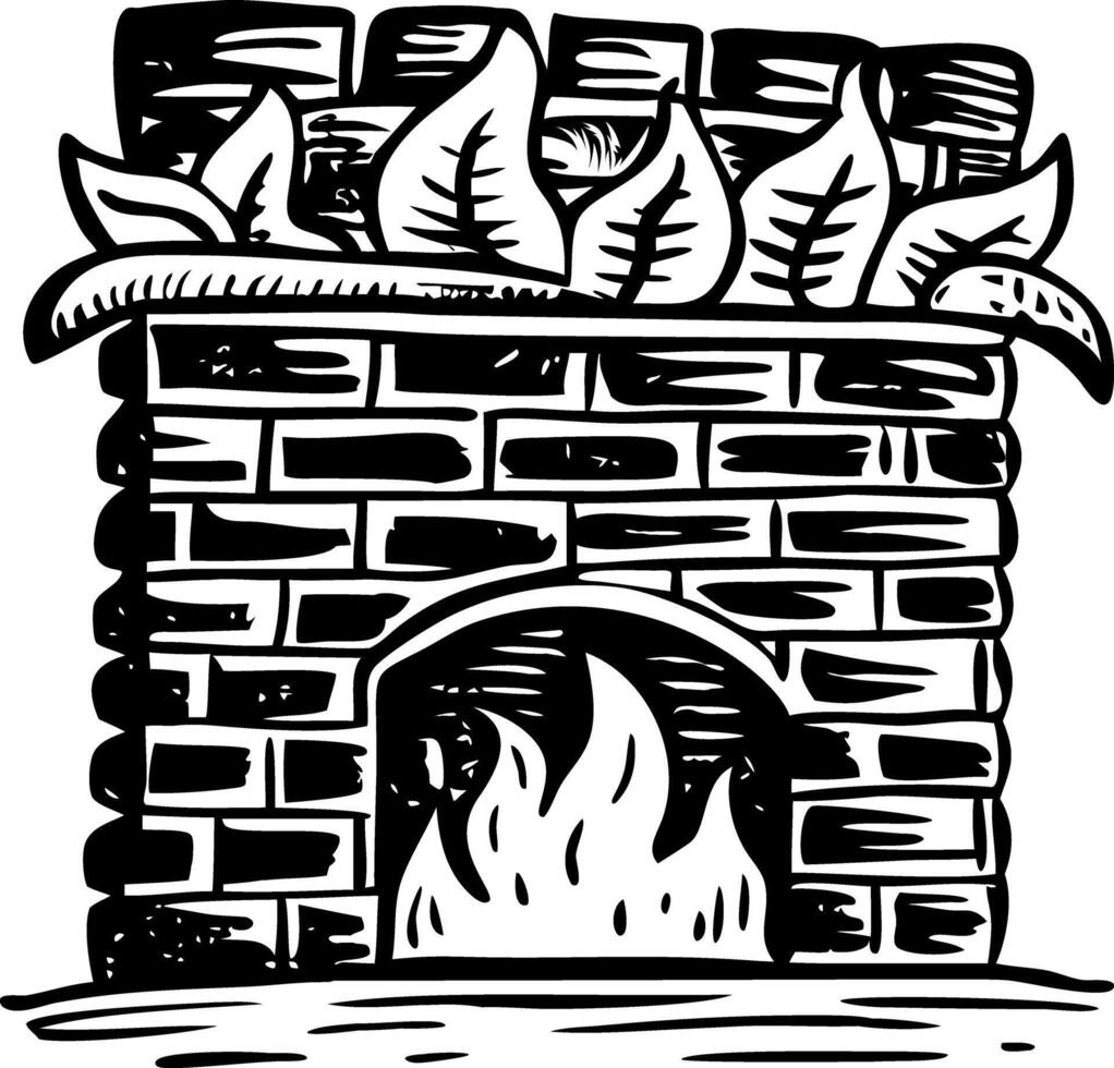 A vintage style illustration showing warm fireplace vector