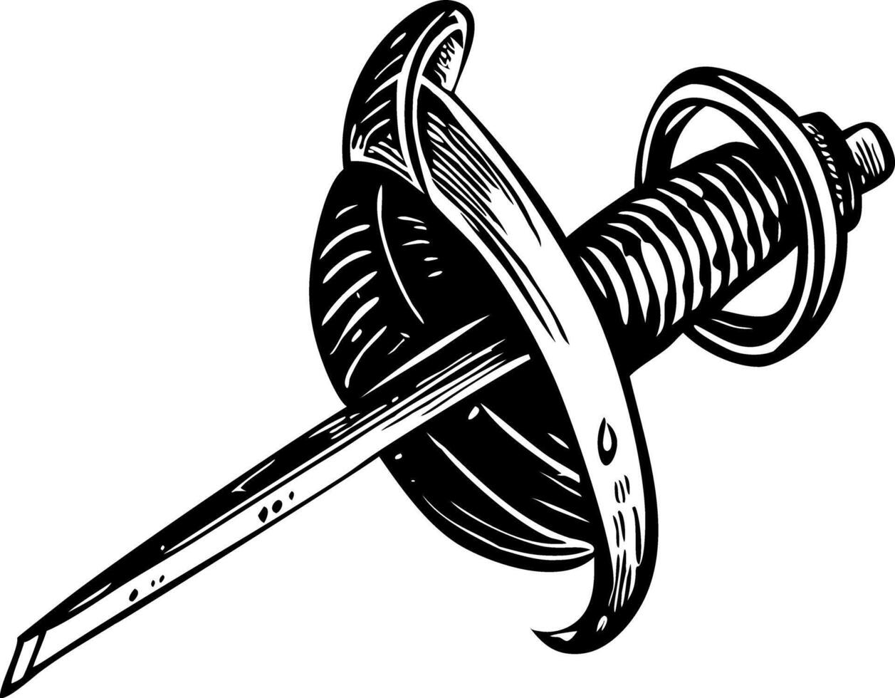 A sketchy style illustration of fencing sword vector