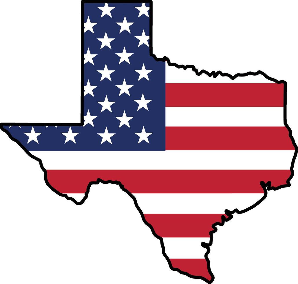 Map of Texas State Design with USA Flag vector