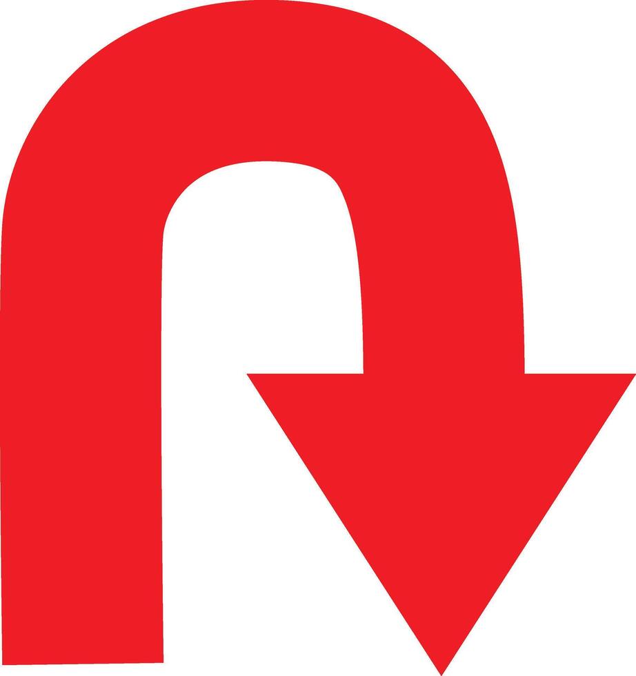 Bold red curve arrow icon design on white background vector