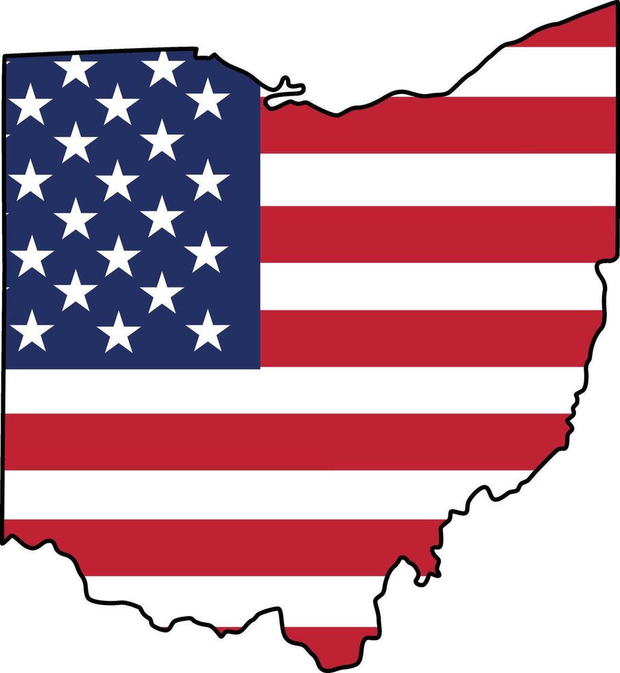 Map of Ohio State Design with USA Flag vector