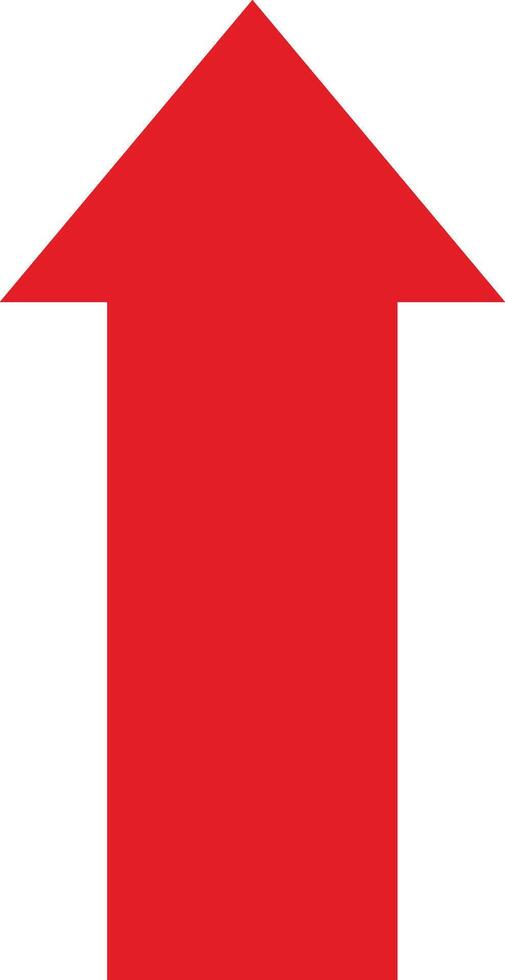 Bold red arrow icon pointing to the up for clear direction and navigation vector