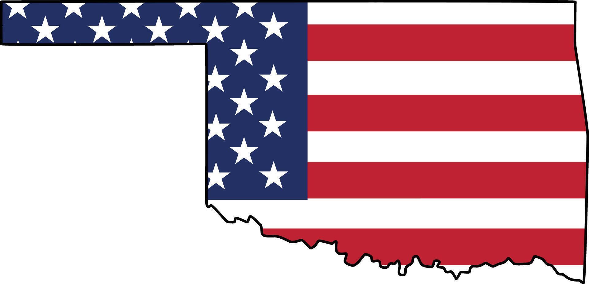 Map of Oklahoma State Design with USA Flag vector