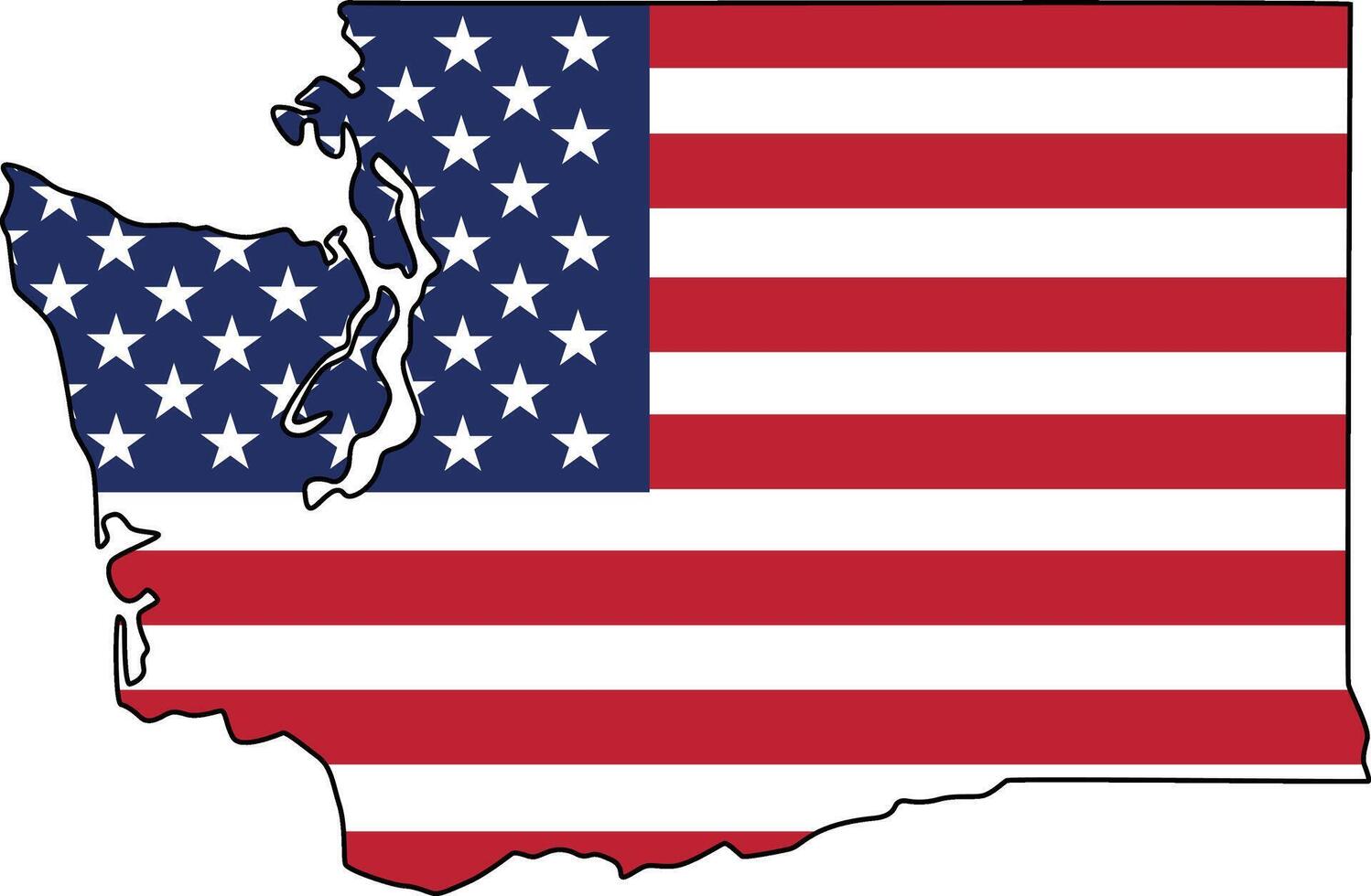 Map of Washington State Design with USA Flag vector