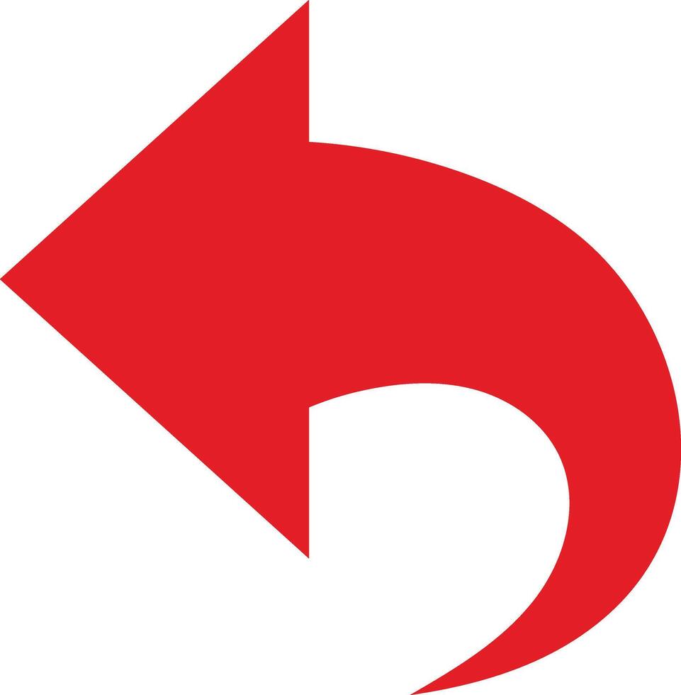 Bold red curve arrow icon design for clear direction and navigation vector