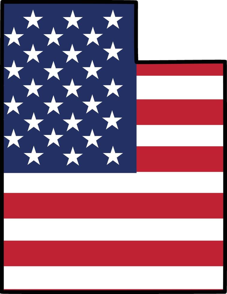 Map of Utah State Design with USA Flag vector