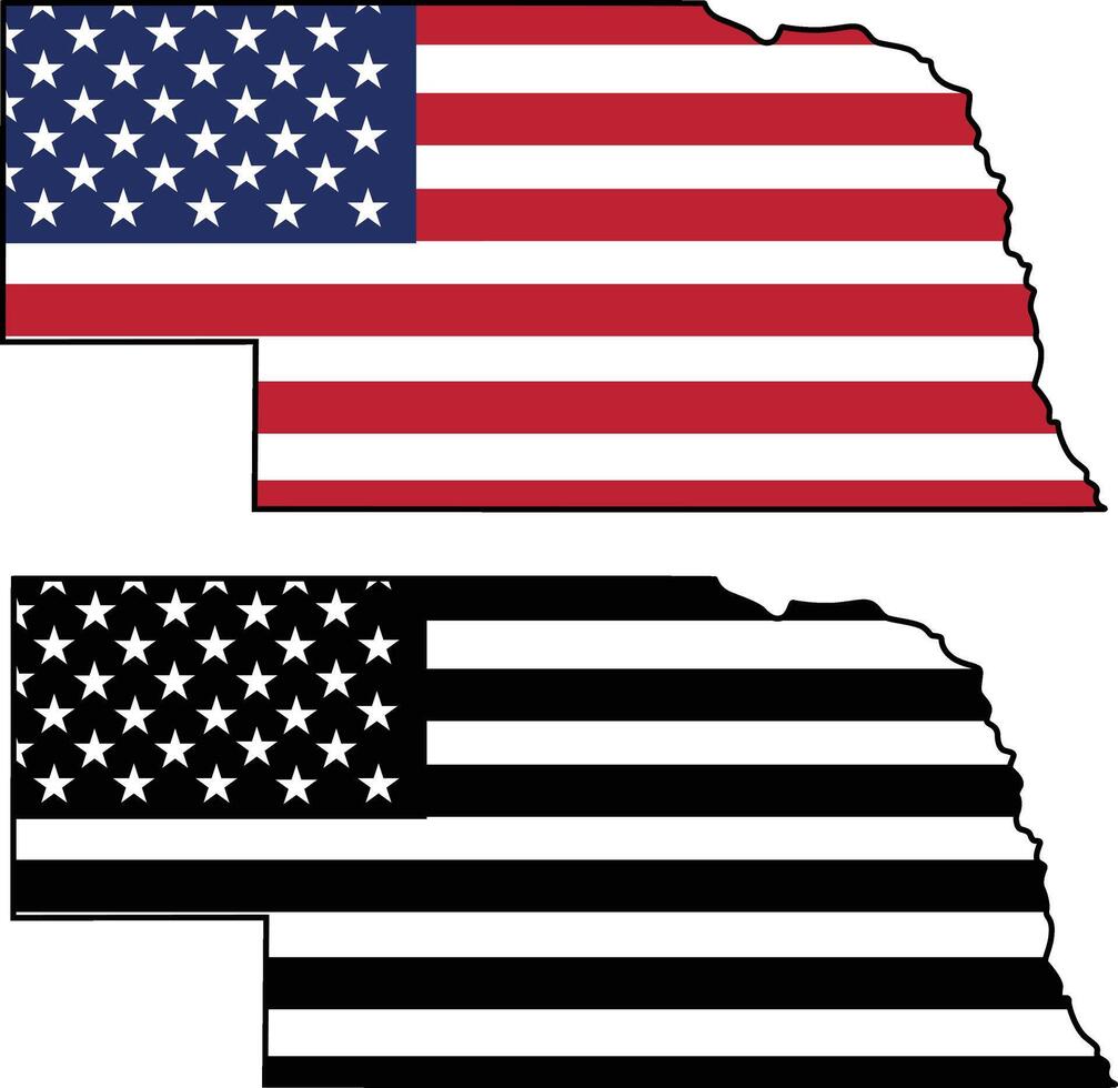 Map of Nebraska State Design with USA Flag vector
