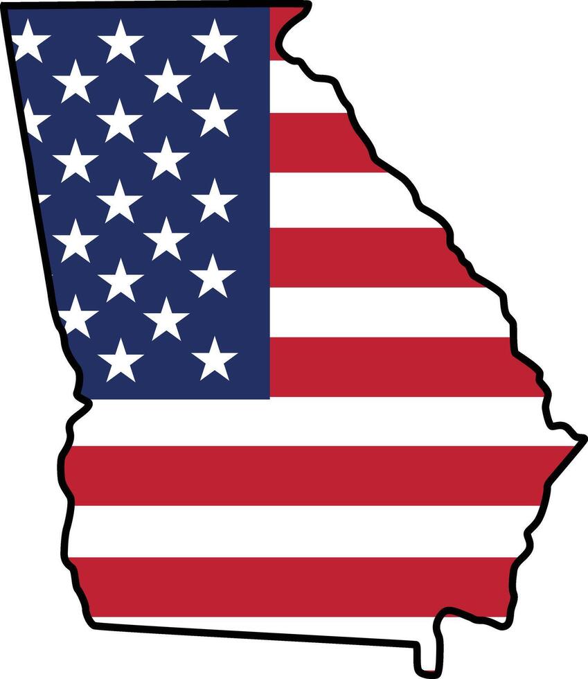 Map of Georgia State Design with USA Flag vector