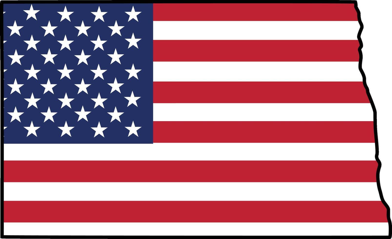 Map of North Dakota State Design with USA Flag vector