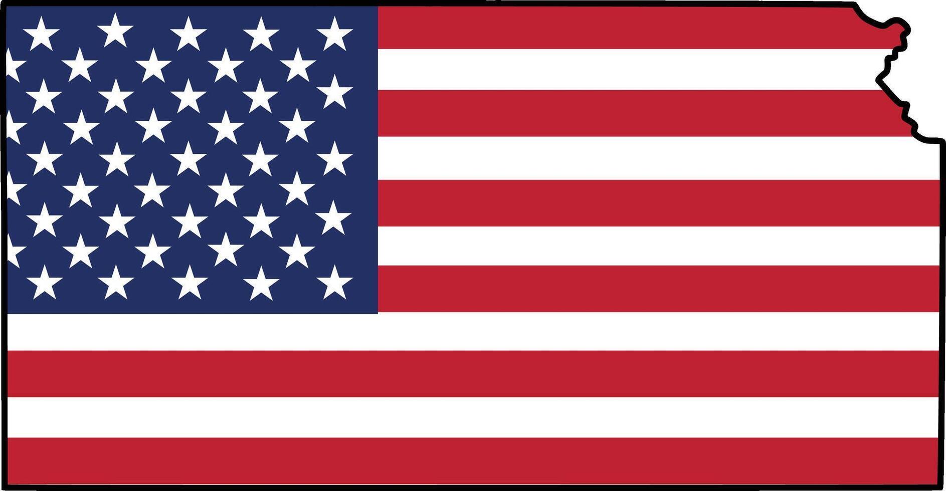 Map of Kansas State Design with USA Flag vector